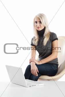 beautiful woman  with laptop