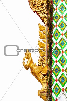 golden angel and colorful mosaic