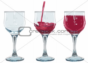 Set glass of red wine