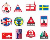 country symbols, flags and sticker designs