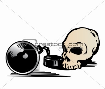 Skull with fetters. Vector