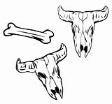 Set western cow skull. Vector