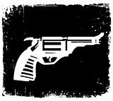 Gun on black grunge background. Vector