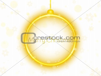 Golden Neon Christmas Ball on White Background