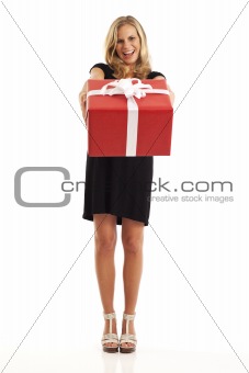 Young woman holding gift