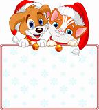 Christmas Cat and dog sign