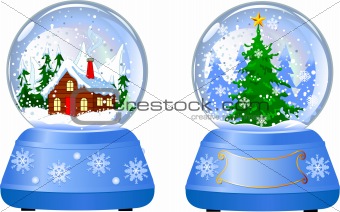  Two Christmas Snow Globes