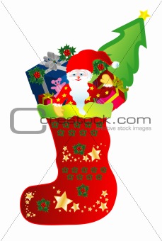 Christmas Stocking with Santa and gifts