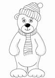 Teddy in cap and scarf, contours