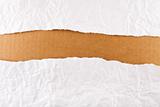 Torn paper strip series - crumpled paper over brown
