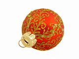 Christmas decoration, the red ball isolated on white 