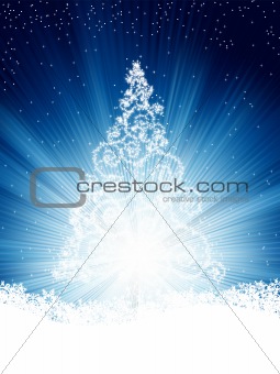 Snowflakes and Christmas tree, illustration. EPS 8