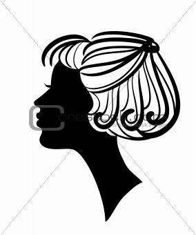 Beautiful woman silhouette with stylish hairstyle vector icon