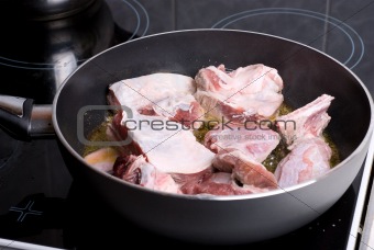 frying meat
