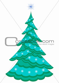 Christmas fir-tree with snowflakes