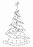 Christmas fir-tree with snowflakes, contours
