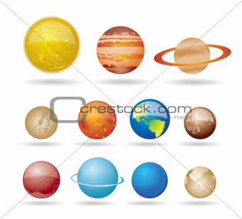 Planets and sun from our solar system