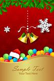 christmas card with bell and colorful  balloon
