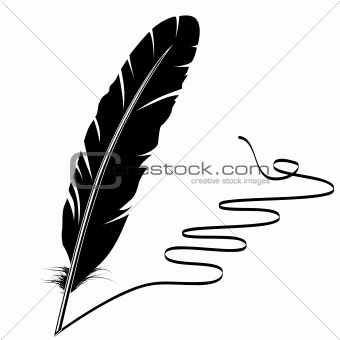 Black-and-white feather and flourish