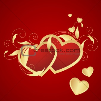 Red hearts with floral decoration