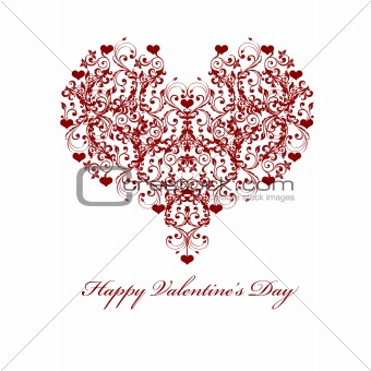 Happy Valentines Day Leaf Vine Hearts Motif
