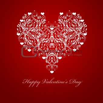 Happy Valentines Day Embossed Leaf Vine Hearts Motif