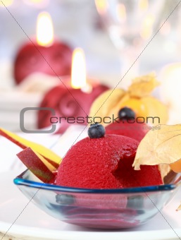 Red currant sorbet for Christmas