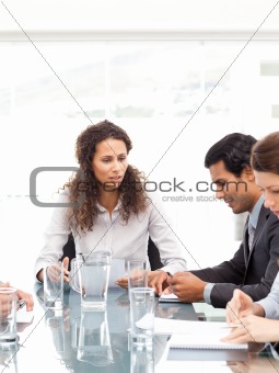 Business team working together around a table