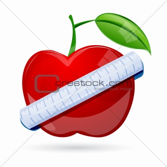 measuring tape around apple