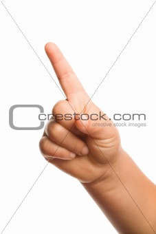 child hand with index finger up