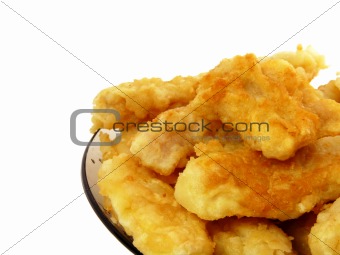Cod in batter isolated on a white background 