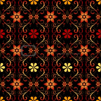 Black floral seamless pattern