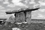 ancient poulnabrone dolmen tomb in black and white