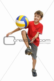 The boy with the ball, isolated.