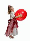 Girl playing with balloon.