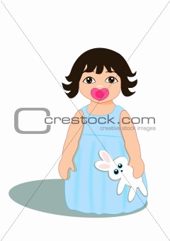 Girl with toy rabbit