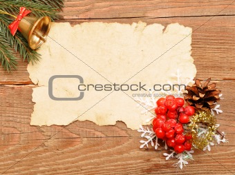 christmas decoration and old paper