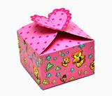 red gift box and hearts 