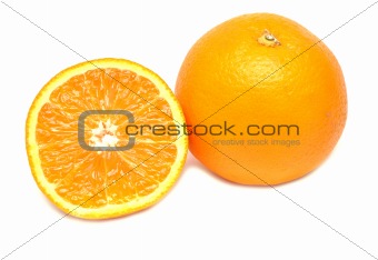 Ripe orange and its half 