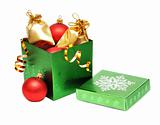 christmas baubles in gift box 