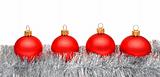 red matt christmas balls on tinsel 