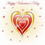 Valentine hearts with sunburst background