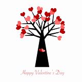 Valentines Day Tree with Red and Pink Hearts