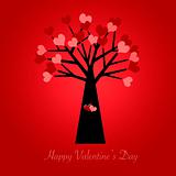 Valentines Day Tree with Red and Pink Hearts Red