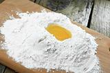 Egg into flour