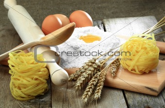 Egg into flour