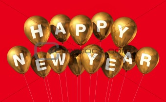 gold happy new year balloons