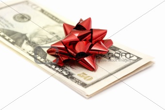 50 Dollar with holidays bow