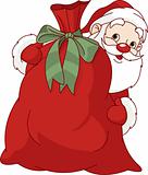 Santa Claus and the bag of Christmas gifts