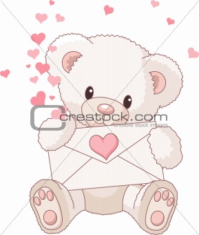 Teddy Bear with envelope and hearts